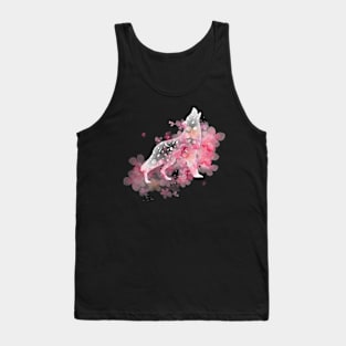 See Thru Galaxy Dog Floral Look Tank Top